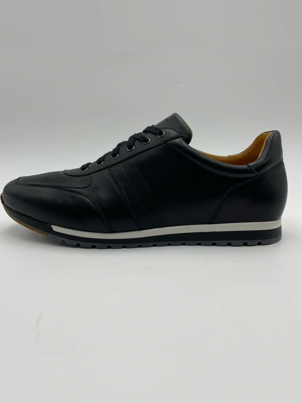 Magnanni SZ 14-EU 47-Luxe Black Calfskin Leather Lizard Sneaker Shoes-MSRP $495